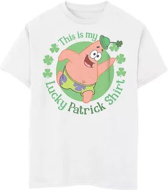 Nickelodeon Boys 8-20 Nickelodeon SpongeBob SquarePants Patrick This Is My Lucky Patrick Shirt Graphic Tee, Boy's, Size: Medium, White