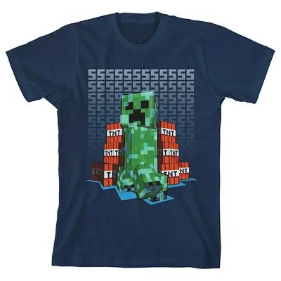 Licensed Character Boys 8-20 Minecraft Creeper TNT Sound Graphic Tee, Boy's, Size: Large, Blue