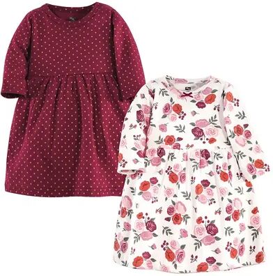 Hudson Baby Infant and Toddler Girl Cotton Long-Sleeve Dresses 2pk, Fall Floral, Toddler Girl's, Size: 4T, Med Pink