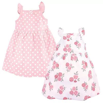 Hudson Baby Infant and Toddler Girl Sleeveless Cotton Dresses 2pk, Soft Pink Roses, 12-18 Months, Toddler Girl's, Size: 0-3 Months, Med Pink