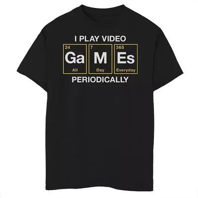 Unbranded Boys 8-20 Play Video Games Periodically Science Humor Graphic Tee, Boy's, Size: Small, Black