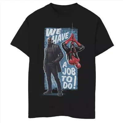 Licensed Character Boys 8-20 Marvel Spider-Man Far From Home We Have A Job To Do Poster Tee, Boy's, Size: Large, Black