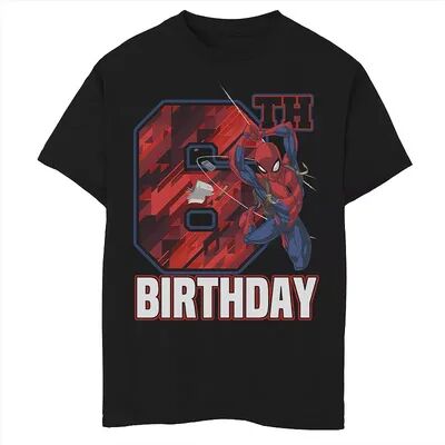Marvel Boys 8-20 Marvel Spider-Man Web Swing 6th Birthday Graphic Tee, Boy's, Size: Small, Black