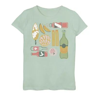Licensed Character Girls' Gonzales Los Escencials Food And Drink Grid Tee, Girl's, Size: Large, Green