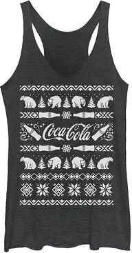 Licensed Character Juniors' Coca-Cola Ugly Sweater Polar Bear Bottles Graphic Tank, Girl's, Size: Large, Oxford