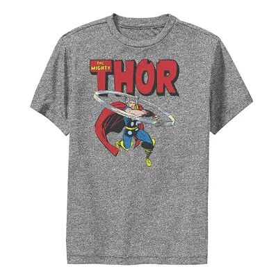 Marvel Boys 8-20 Marvel Mighty Thor Hammer Swing Performance Graphic Tee, Boy's, Size: Large, Grey