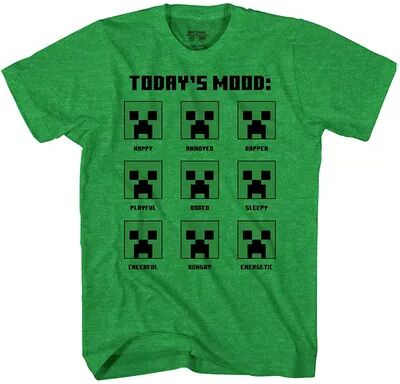 Licensed Character Boys 8-20 Minecraft Creeper Moods Many Faces Graphic Tee, Boy's, Size: Large, Brt Green