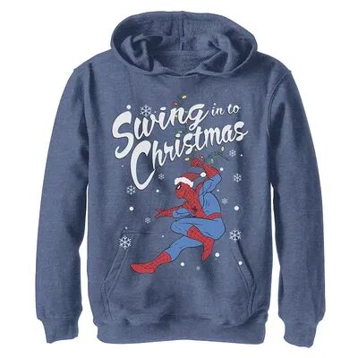 Marvel Boys 8-20 Marvel Spider-Man Swing In To Christmas Graphic Hoodie, Boy's, Size: XL, Med Blue