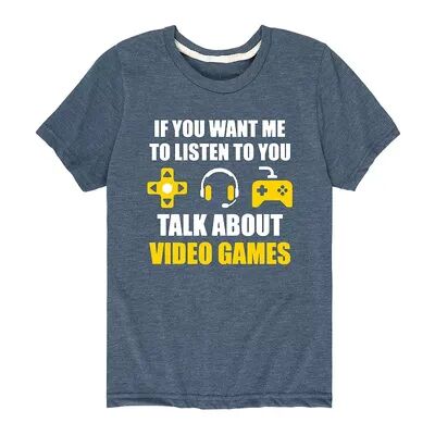 Licensed Character Boys 8-20 Talk About Video Games Tee, Boy's, Size: Large, Blue