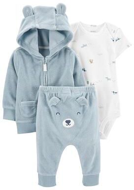 Carter's Baby Boy Carter's 3-Piece Bear Little Cardigan Set, Infant Boy's, Size: 3 Months, Med Blue