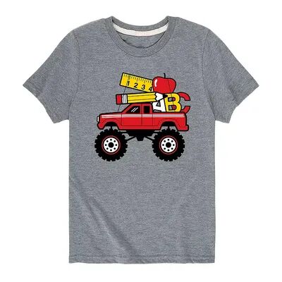 Licensed Character Boys 8-20 Monster Truck School Supplies Graphic Tee, Boy's, Size: Small, Med Grey