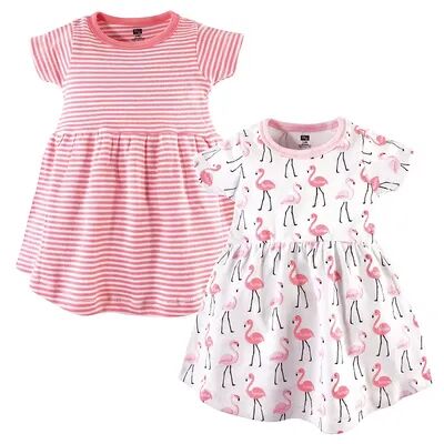 Hudson Baby Infant and Toddler Girl Cotton Short-Sleeve Dresses 2pk, Flamingos, Toddler Girl's, Size: 4T, Med Pink