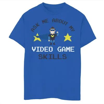 Unbranded Boys 8-20 Ask About My Video Game Skills Graphic Tee, Boy's, Size: Large, Med Blue