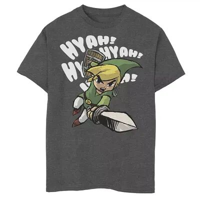 Licensed Character Boys 8-20 Nintendo Legend of Zelda Hyah! Link Sword Swing Graphic Tee, Boy's, Size: Large, Grey