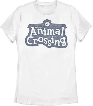 Licensed Character Juniors' Nintendo Animal Crossing Classic Logo Tee, Girl's, Size: XL, White