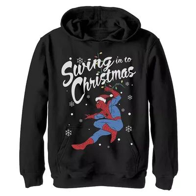 Boys 8-20 Marvel Spider-Man Swing In To Christmas Graphic Hoodie, Boy's, Size: Small, Black