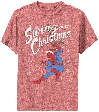 Marvel Boys 8-20 Marvel Spider-Man Swing In To Christmas Graphic Tee, Boy's, Size: Medium, Red