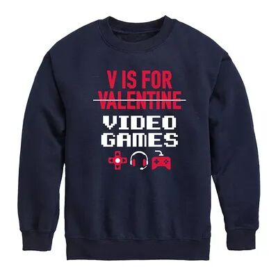 Licensed Character Boys 8-20 V Is For Video Games Fleece Sweatshirt, Boy's, Size: XL, Blue