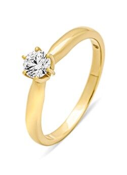 Diamond Point Ring in Gelbgold, 0,30 ct Diamant, Hearts & Arrows Gelbgold Größe 52 – 16,5 mm