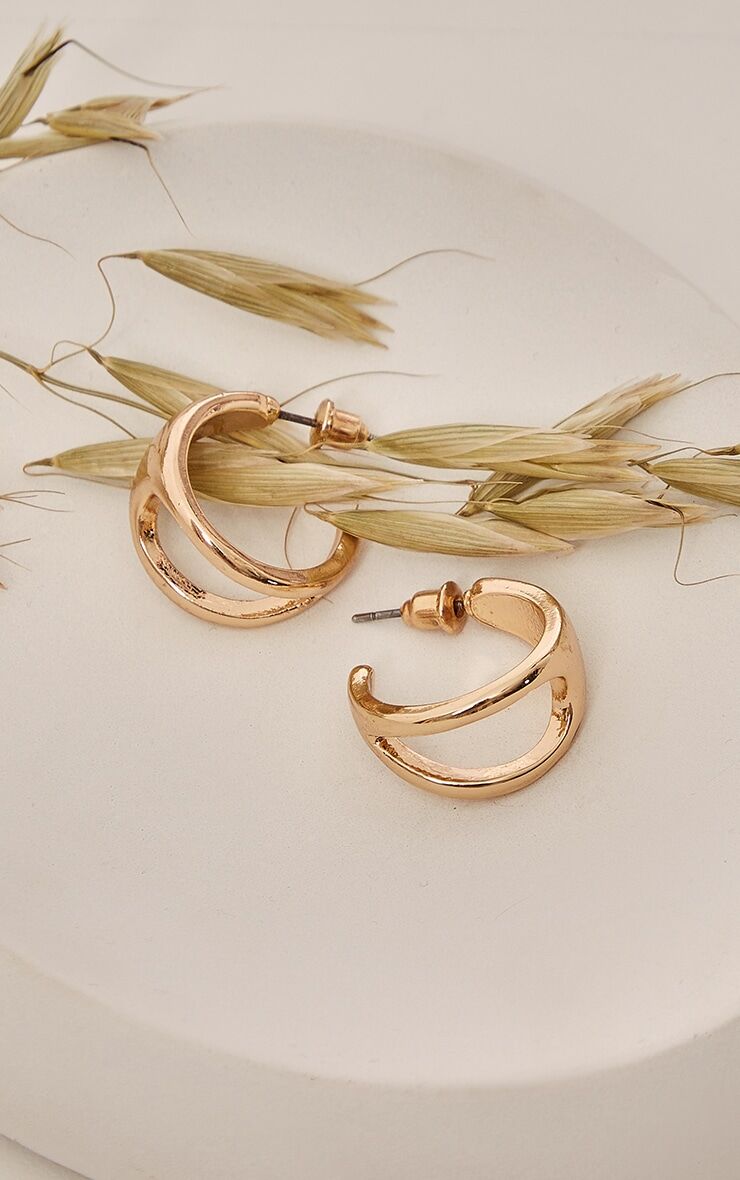 PrettyLittleThing Gold Cut Out Mini Hoop Earrings  - Gold - Size: One Size
