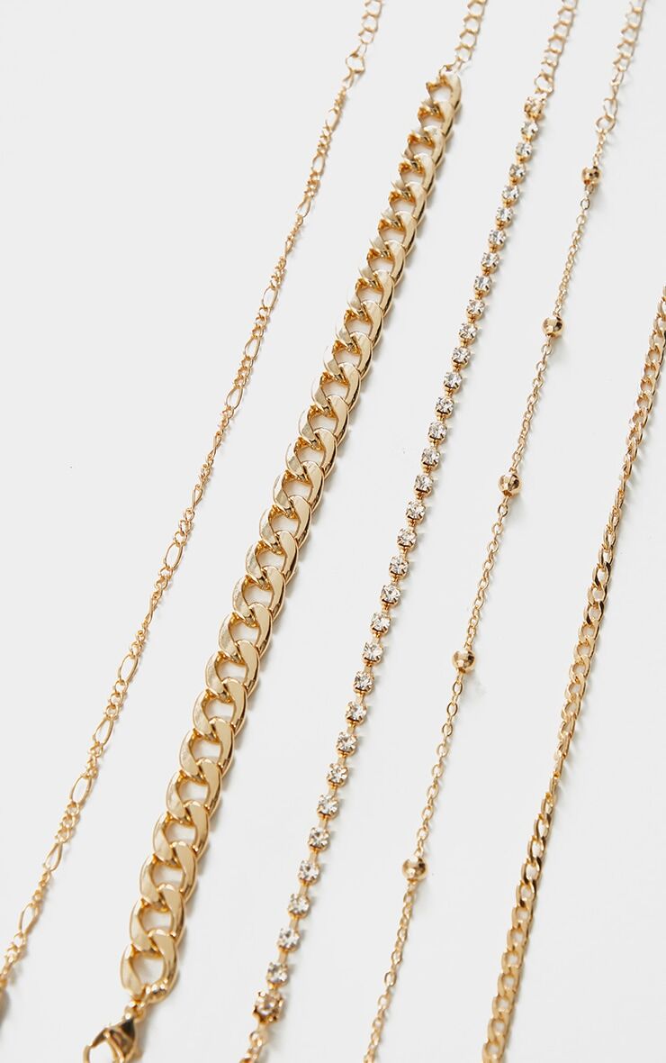 PrettyLittleThing Recycled Gold Chain Multi Pack Bracelets  - Gold - Size: One Size