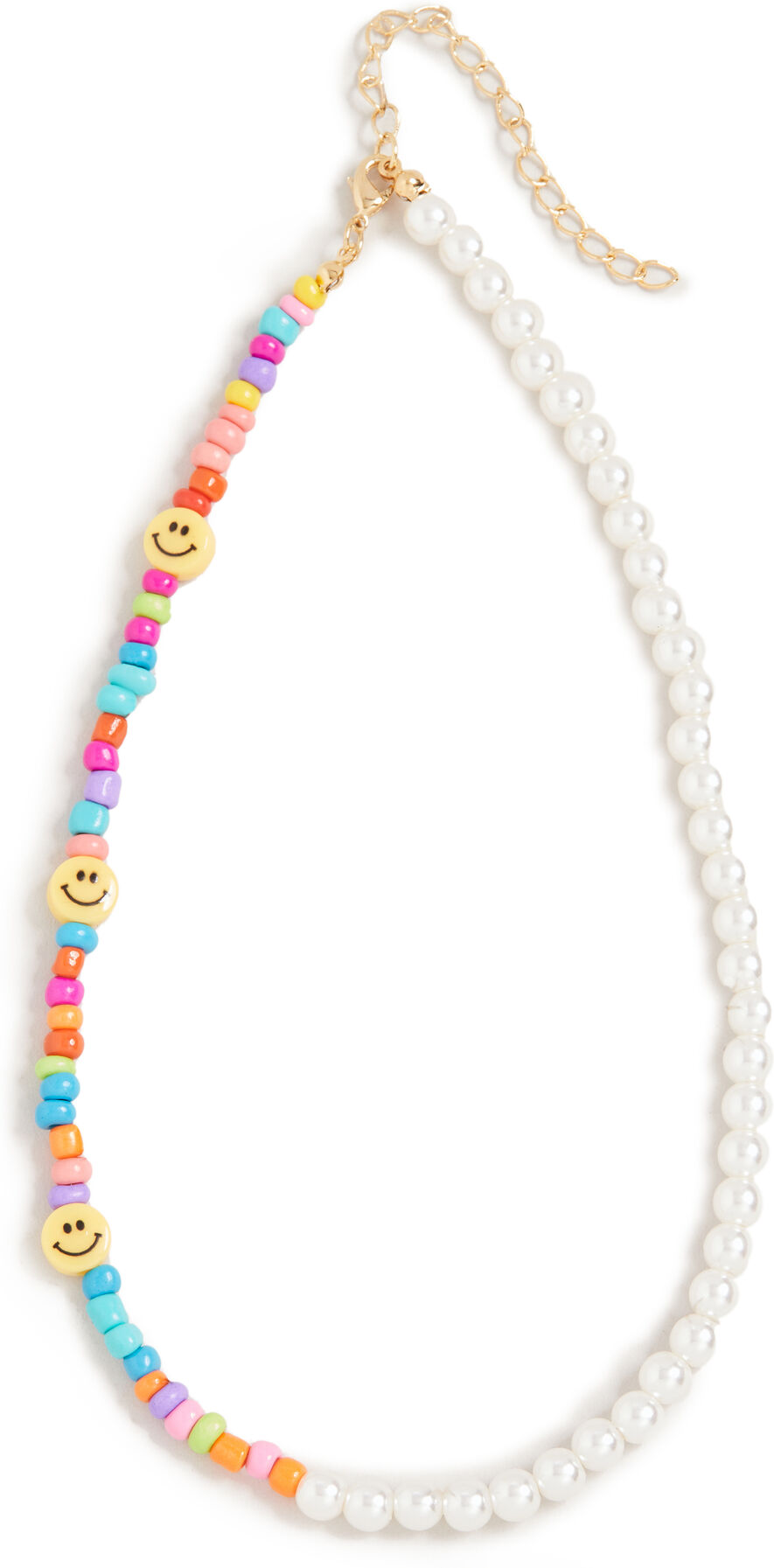 Adina's Jewels Smiley Face X Pearl Necklace Multi-Color One Size  Multi-Color  size:One Size