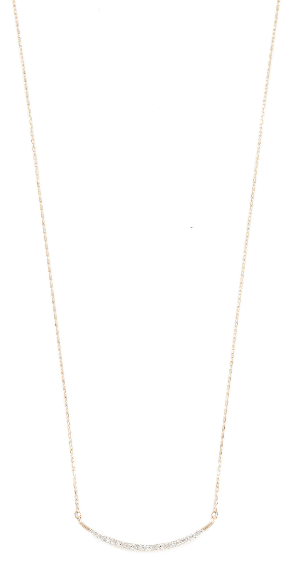 Adina Reyter 14k Gold Large Pave Curve Necklace Gold/Clear One Size  Gold/Clear  size:One Size