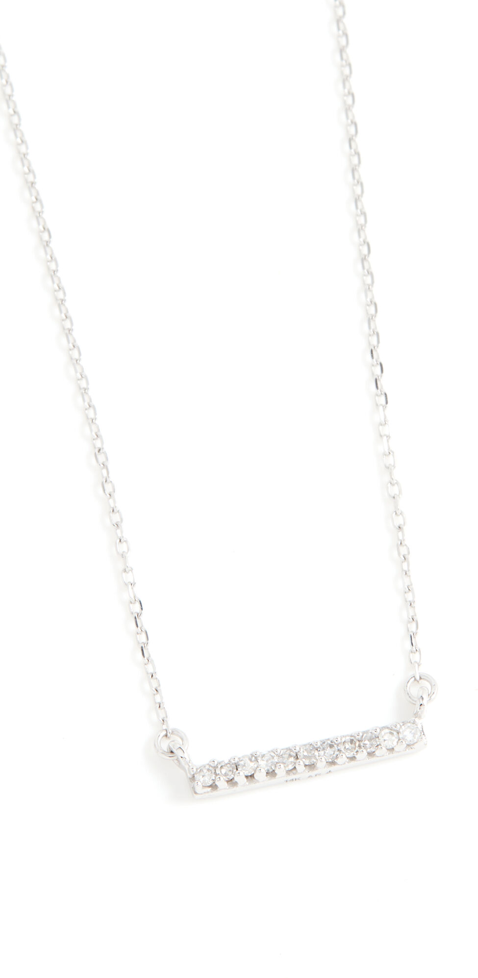 Adina Reyter 14k White Gold Pave Bar Necklace White Gold One Size  White Gold  size:One Size