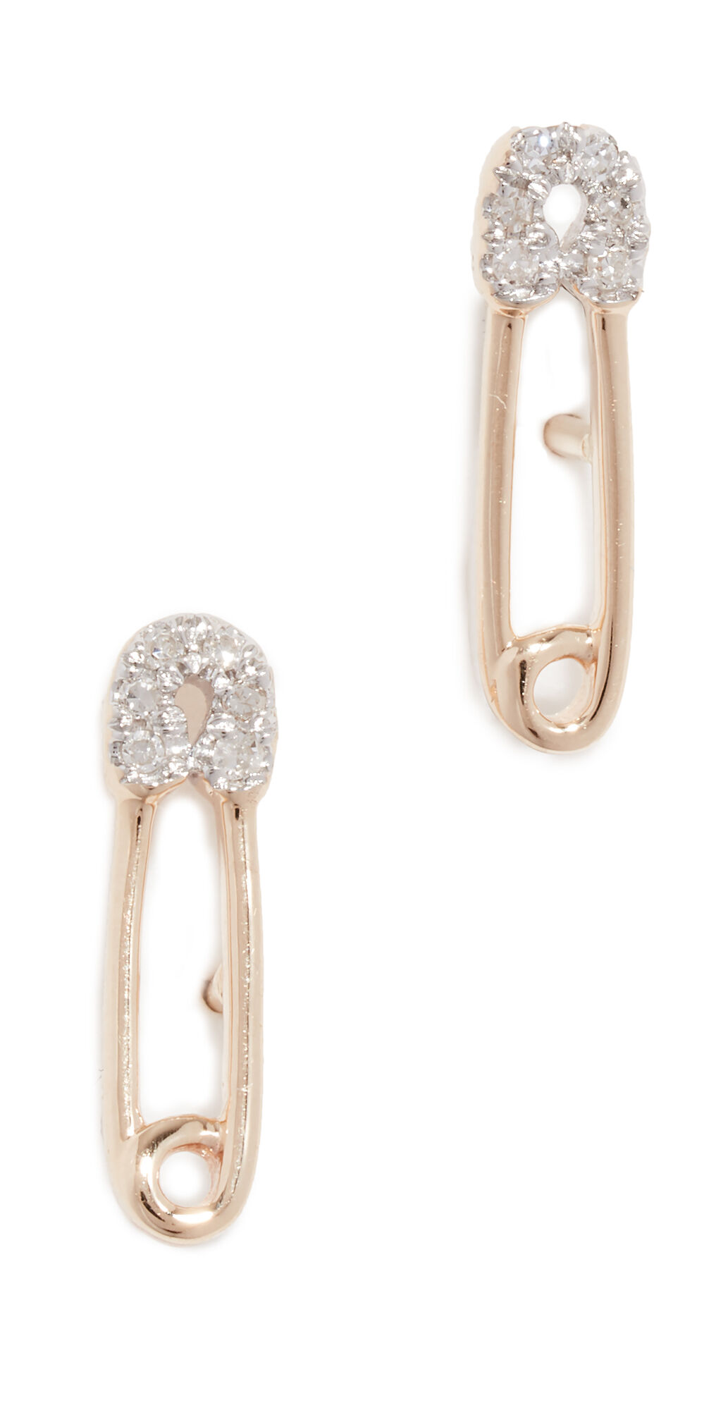 Adina Reyter 14k Diamond Safety Pin Post Earrings Yellow Gold One Size  Yellow Gold  size:One Size