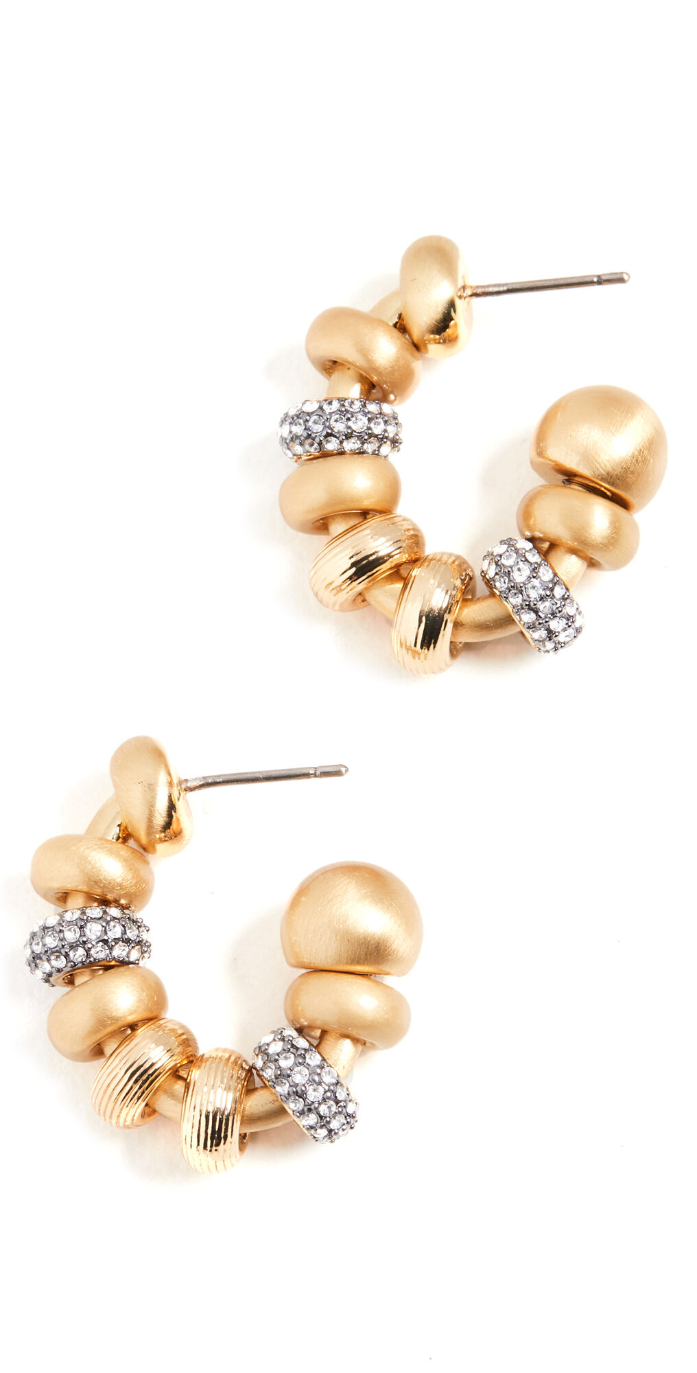 DEMARSON Lucy Baroque Mini Hoop Earrings Satin Finish Gold/Pave One Size  Satin Finish Gold/Pave  size:One Size