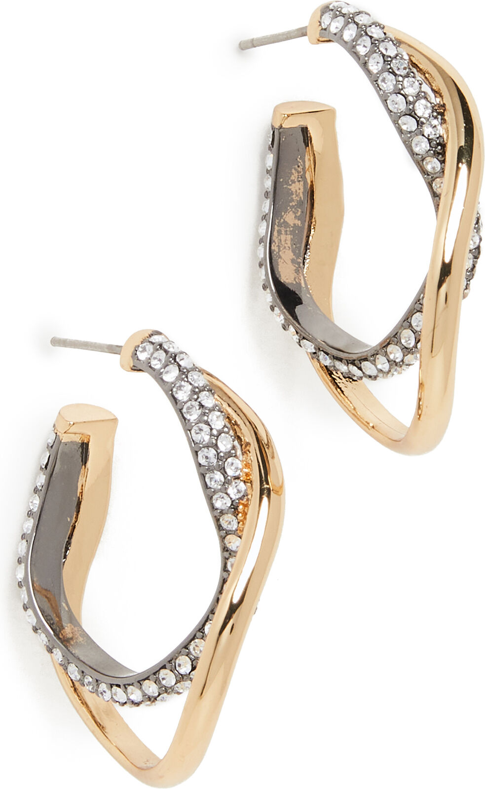 DEMARSON Sia Twist Hoops Gold/Pave One Size  Gold/Pave  size:One Size