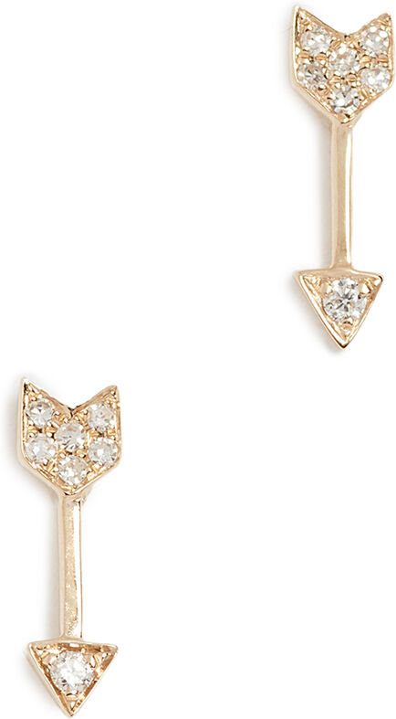 EF Collection 14k Gold Diamond Mini Arrow Stud Earrings Yellow Gold/Clear One Size  Yellow Gold/Clear  size:One Size