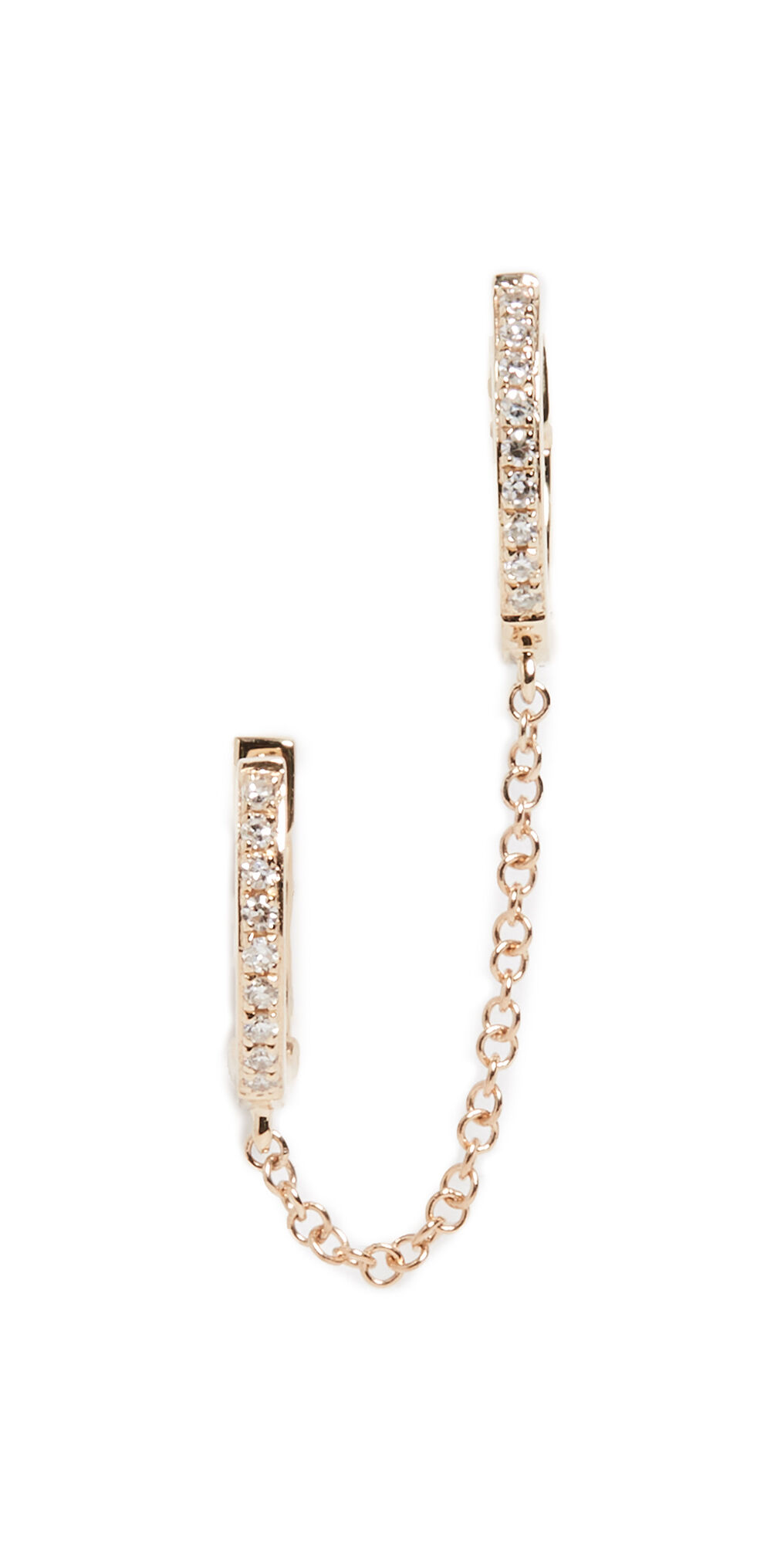EF Collection 14k Diamond Double Huggie Chain Earring Yellow Gold One Size  Yellow Gold  size:One Size