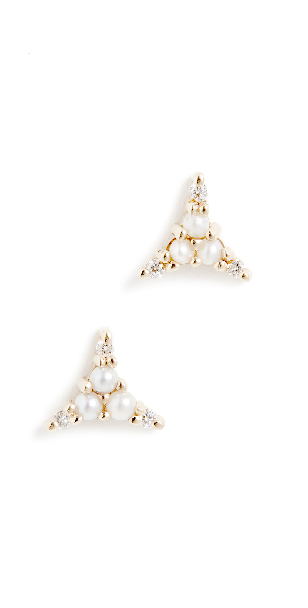 Jennie Kwon Designs 14k Pearl Diamond Triad Studs Yellow Gold One Size  Yellow Gold  size:One Size