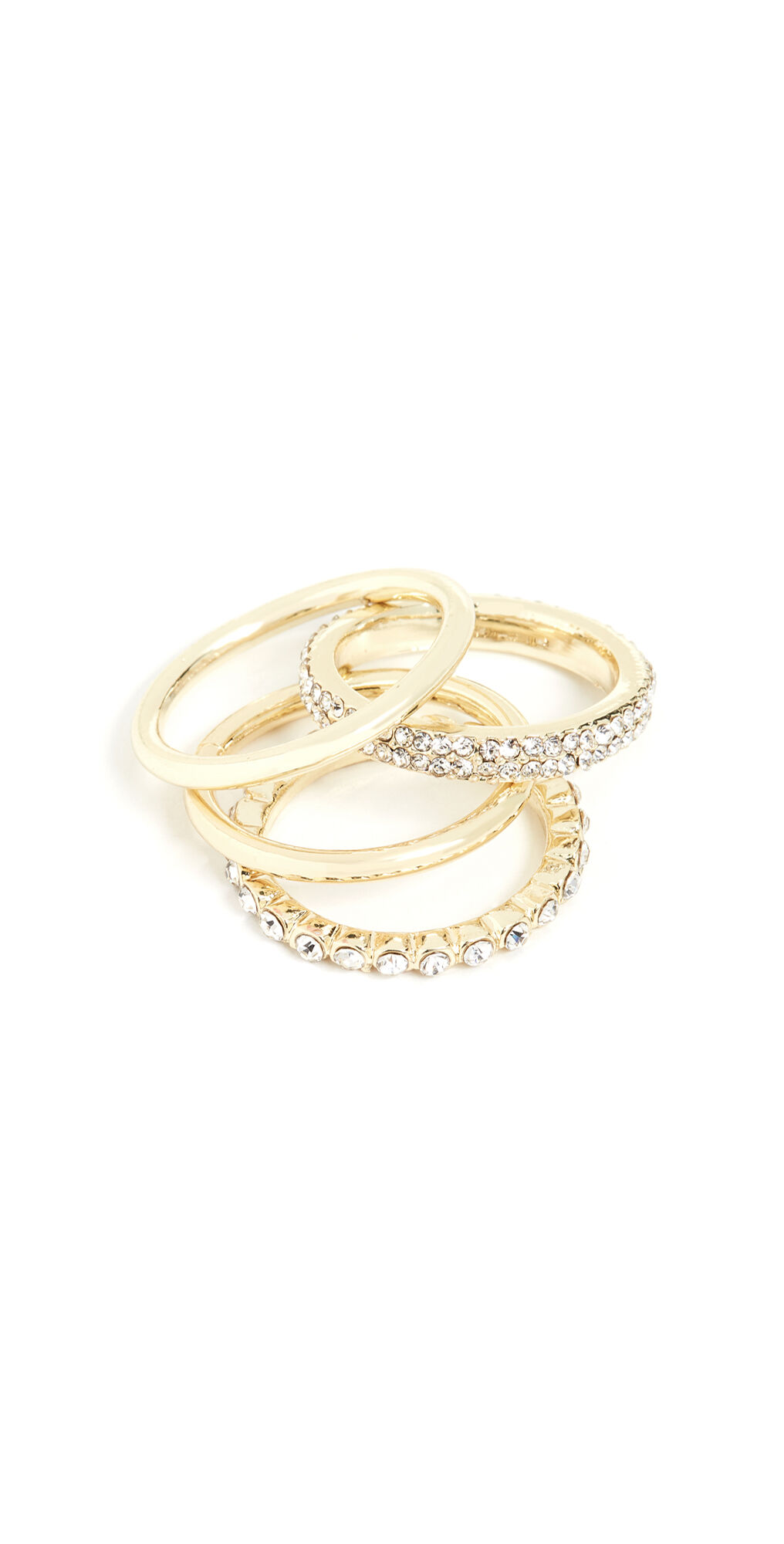 Jules Smith Set Of 4 Solid And Crystal Ring Set Gold 6  Gold  size:6