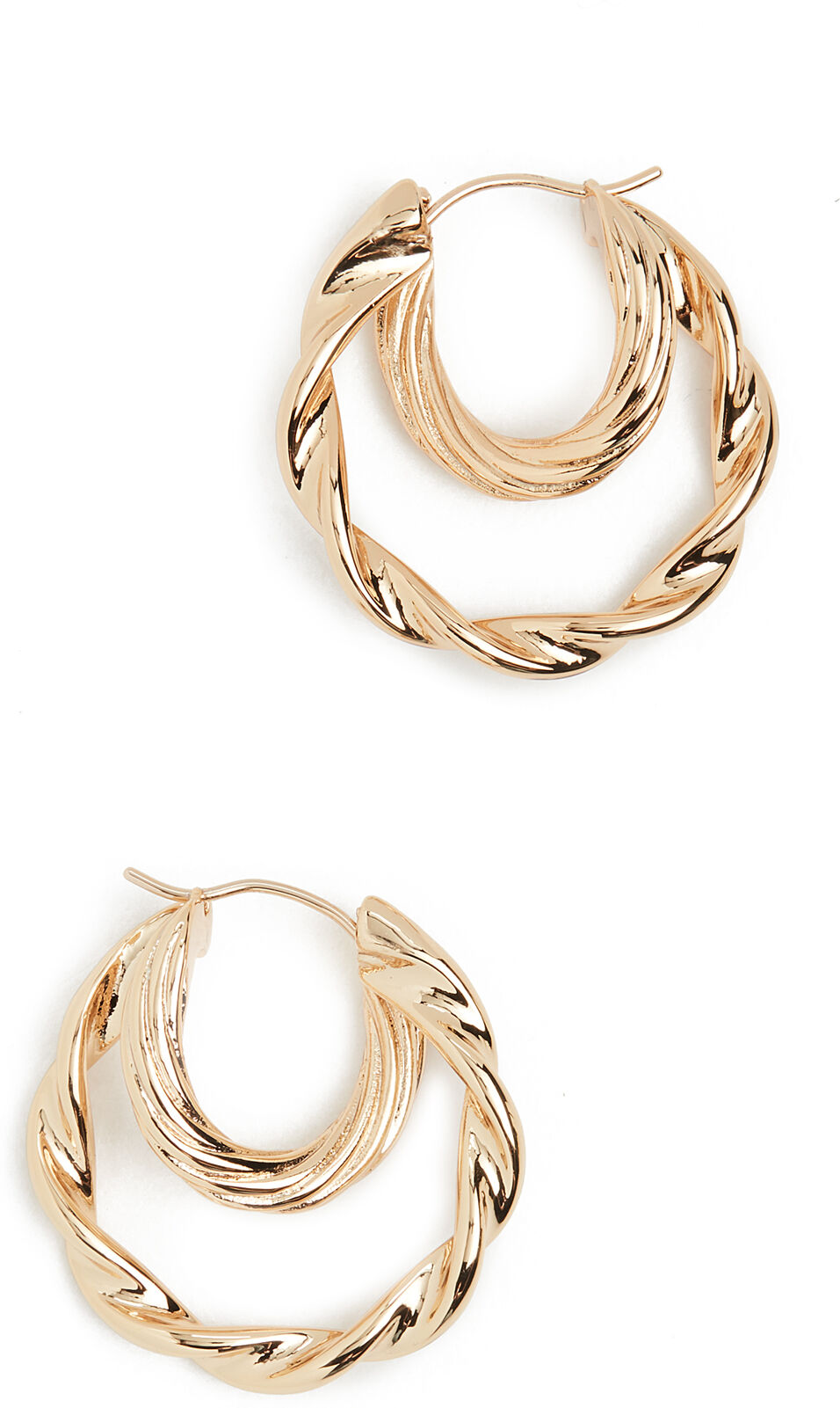 Loeffler Randall Holly Double Hoop Twisted Earrings Gold One Size  Gold  size:One Size