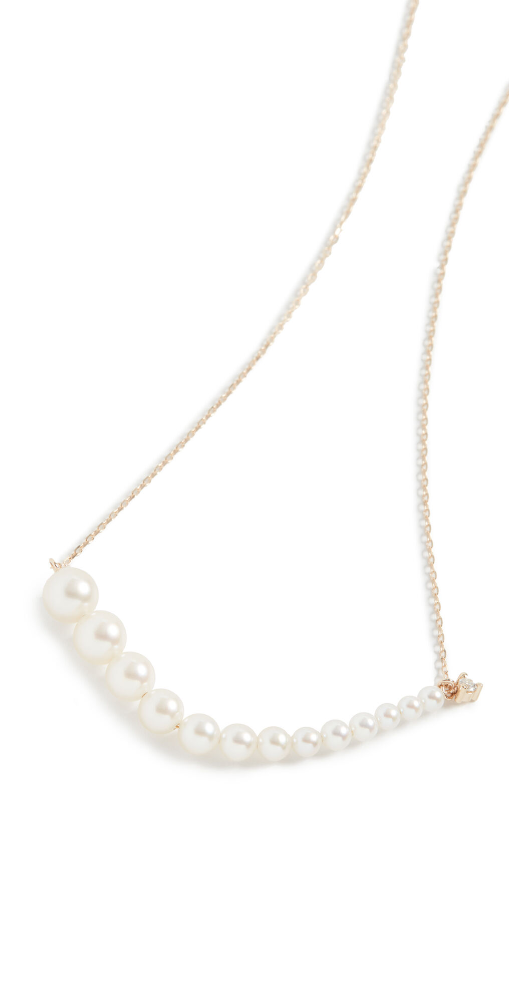 Mizuki Graduated Pearl Necklace with Diamond Gold/Pearl One Size  Gold/Pearl  size:One Size
