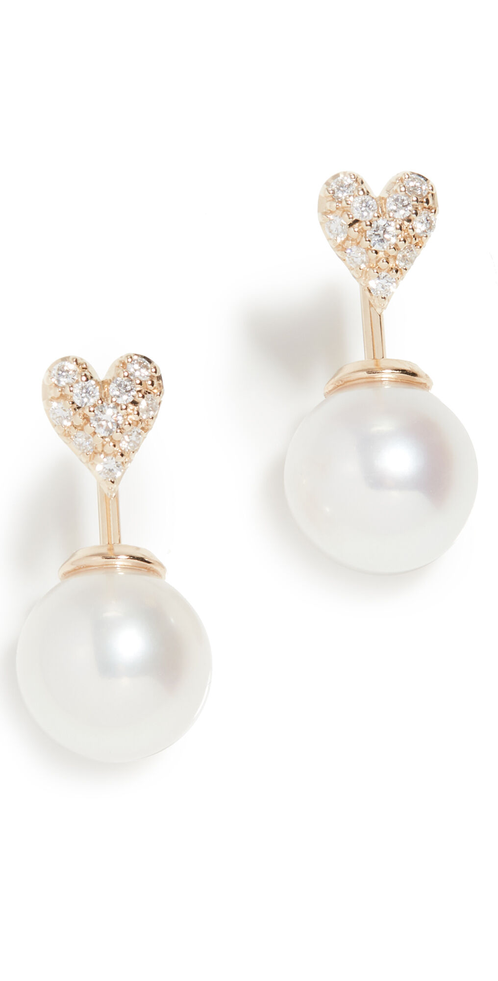 Mizuki Heart and Pearl Horizon Earrings Gold One Size  Gold  size:One Size