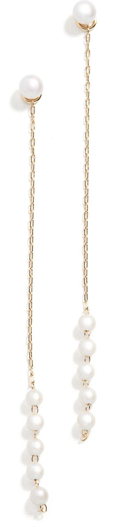 Mizuki Pearl Chain Drop Earrings Gold One Size  Gold  size:One Size