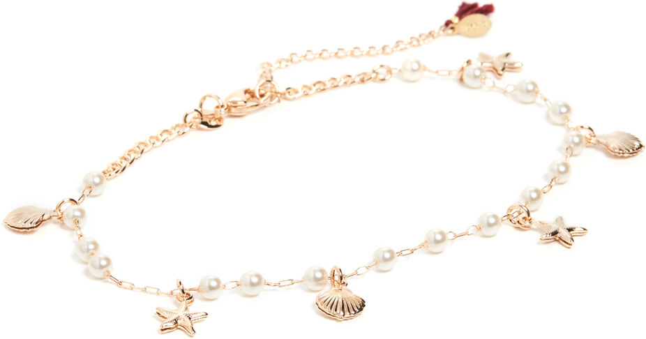 SHASHI Under The Sea Anklet Gold/Pearl One Size  Gold/Pearl  size:One Size