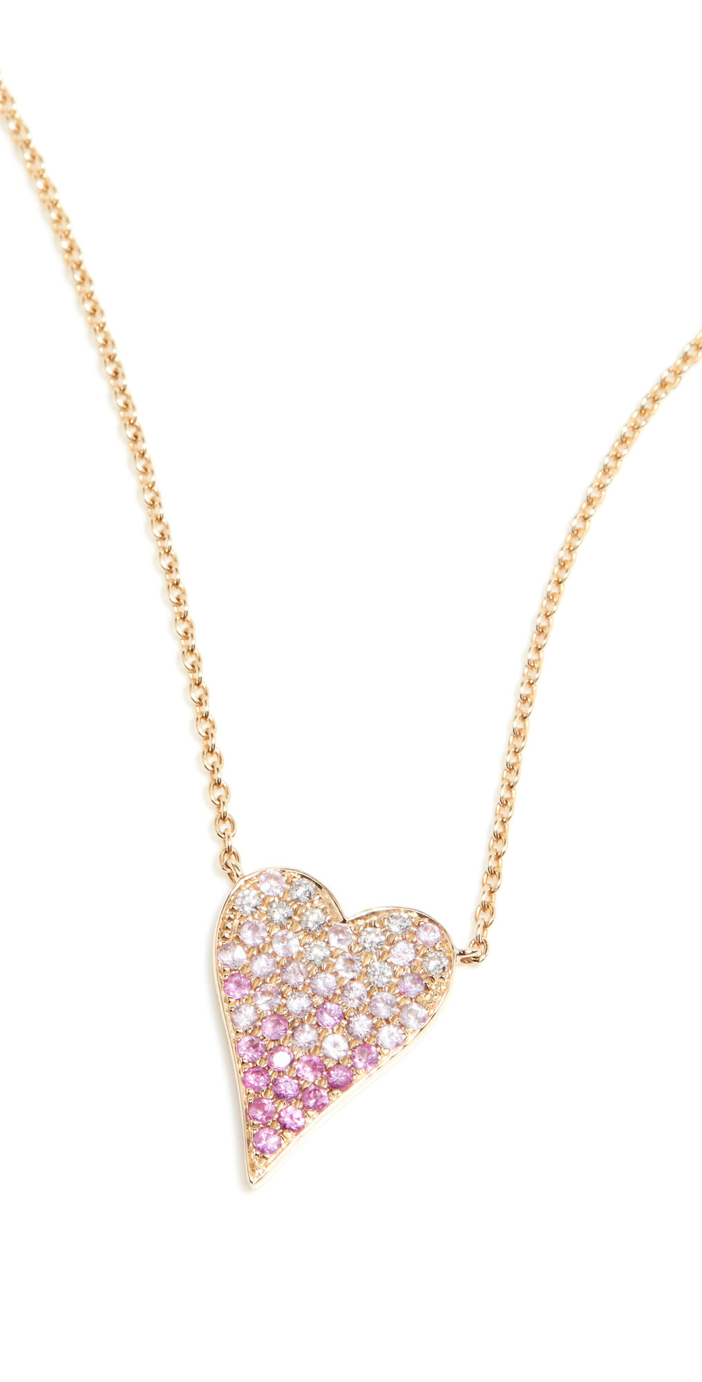 Stephanie Gottlieb 14k Small Pave Ombre Heart Necklace 14K Yellow Gold / Ombre Pink S One Size  14K Yellow Gold / Ombre Pink S  size:One Size