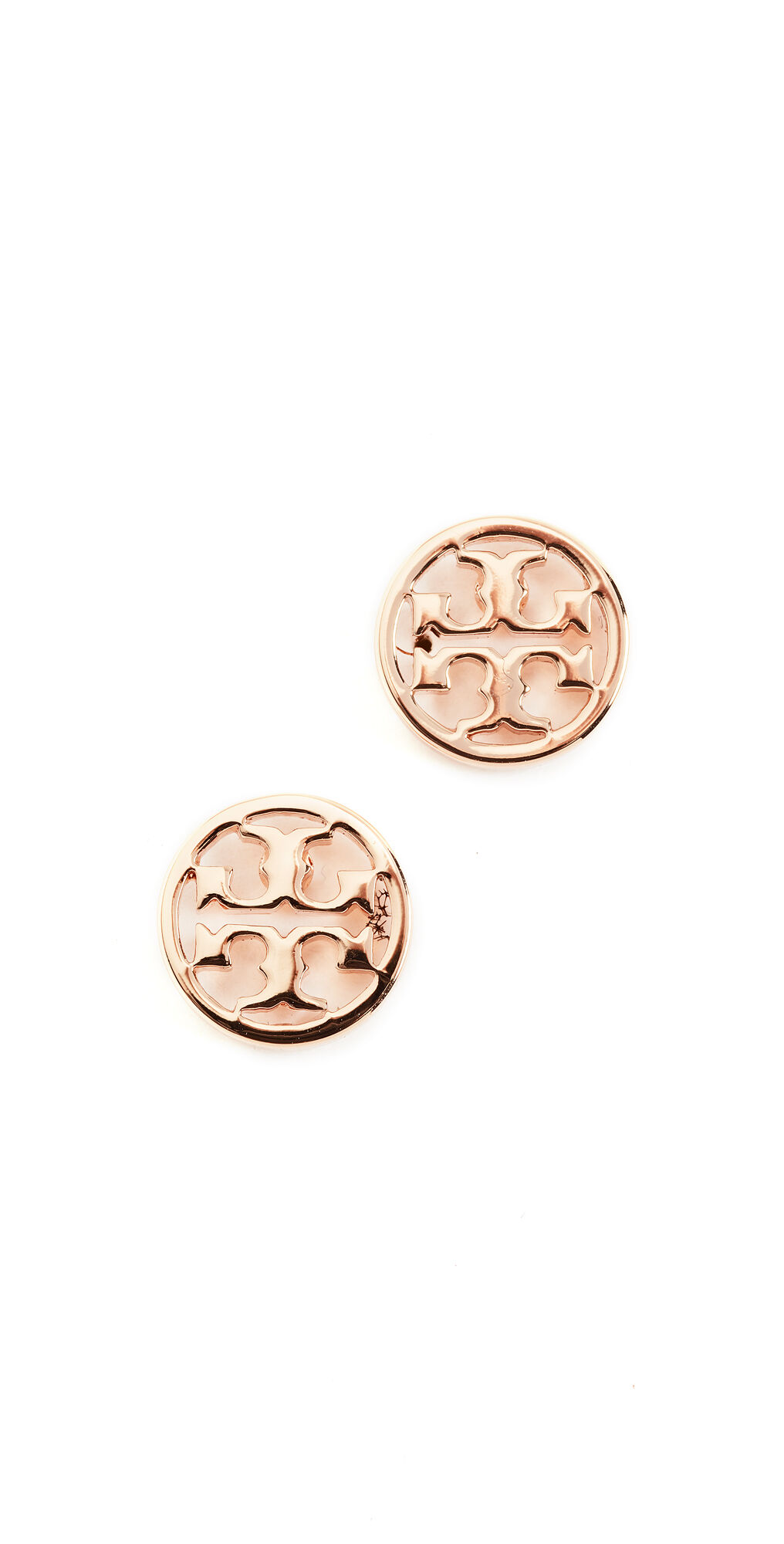 Tory Burch Logo Circle Stud Earrings Rose Gold One Size  Rose Gold  size:One Size