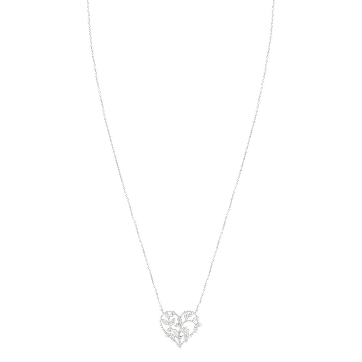 MATY Collier argent 925 coeur feuillage zirconias 45 cm- MATY