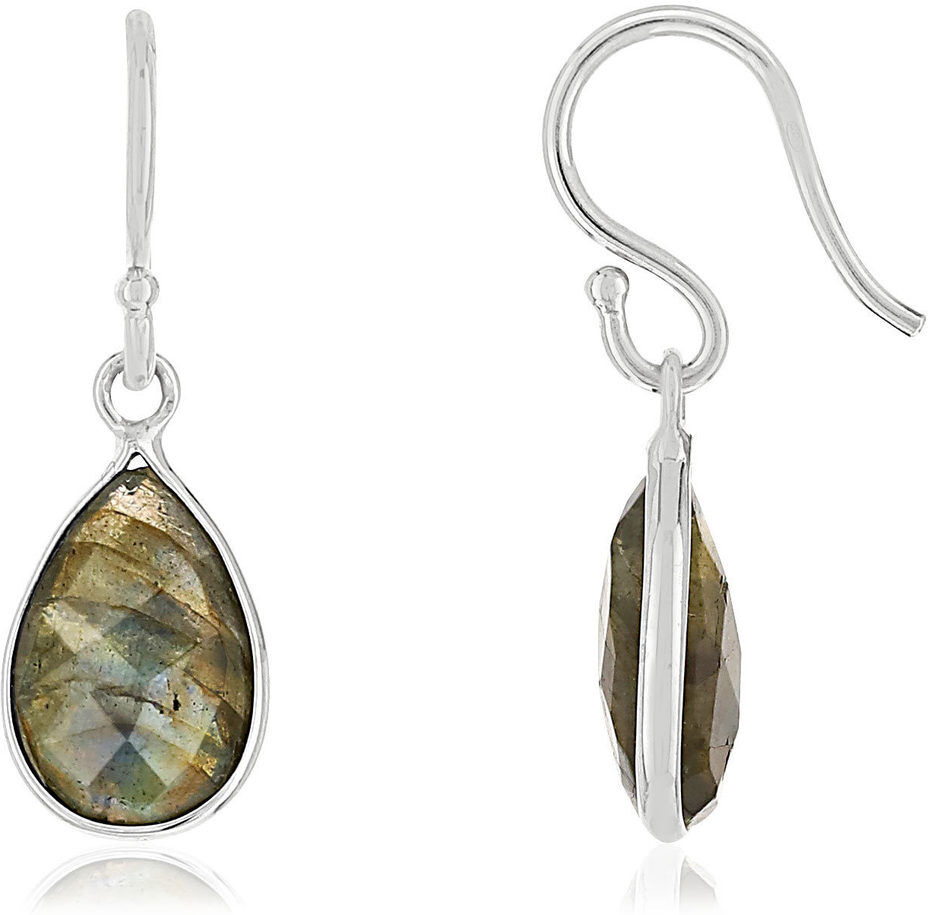 MATY Boucles d'oreilles argent 925 pendants labradorites taille poire- MATY