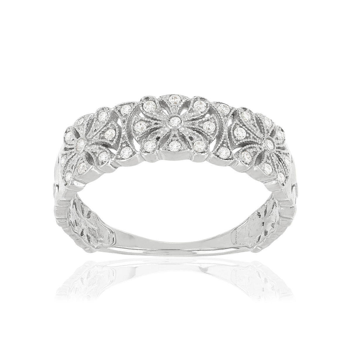 MATY Bague argent 925 fleurs zirconias- MATY