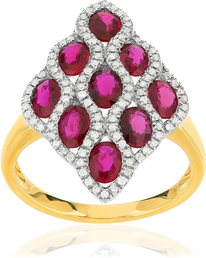 MATY Bague 2 ors 750 losange rubis et diamants- MATY