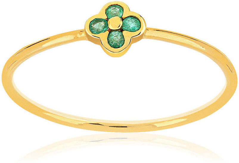 MATY Bague or 375 jaune fleur Ã©meraudes- MATY