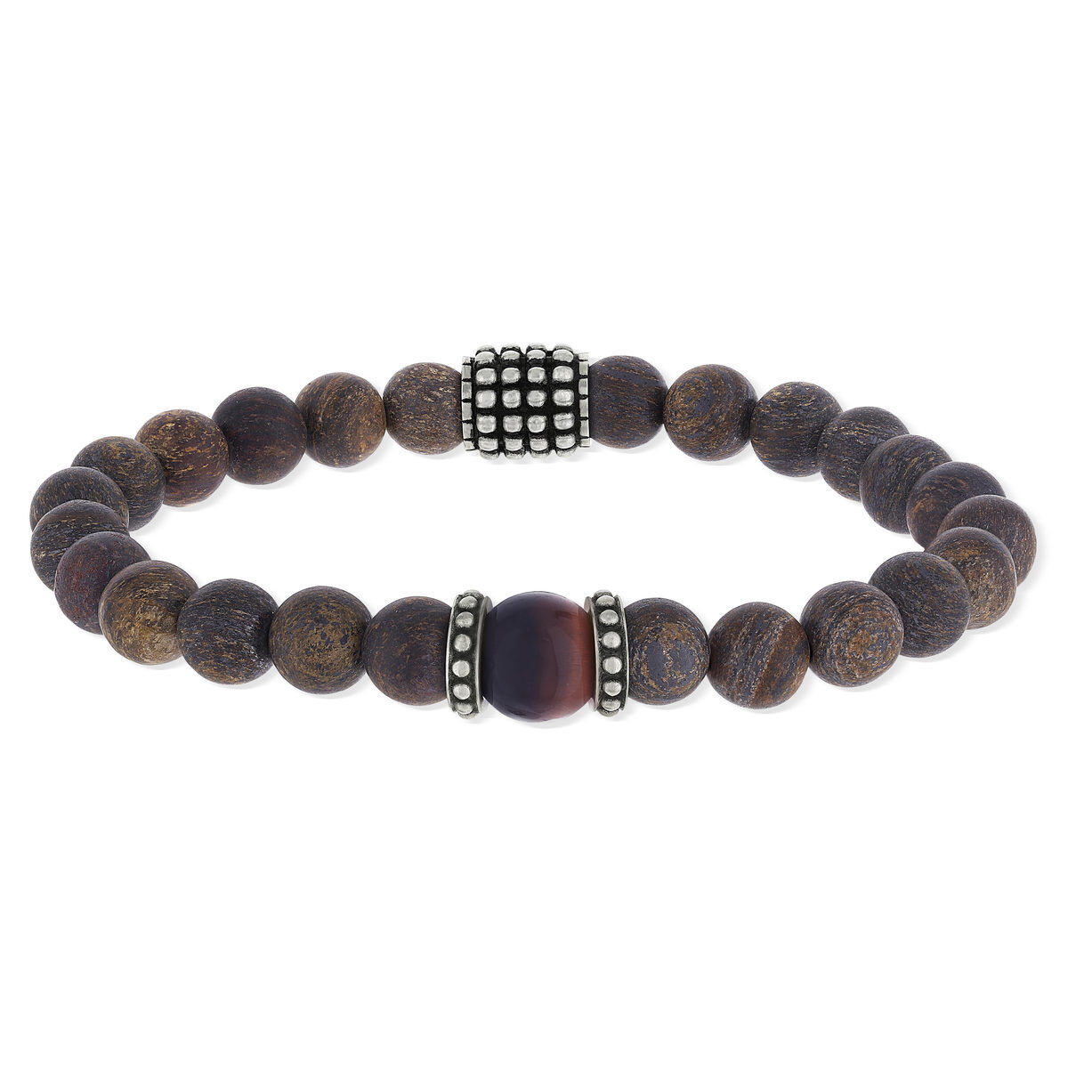 MATY Bracelet acier bronzites et oeil de tigre 20 cm- MATY