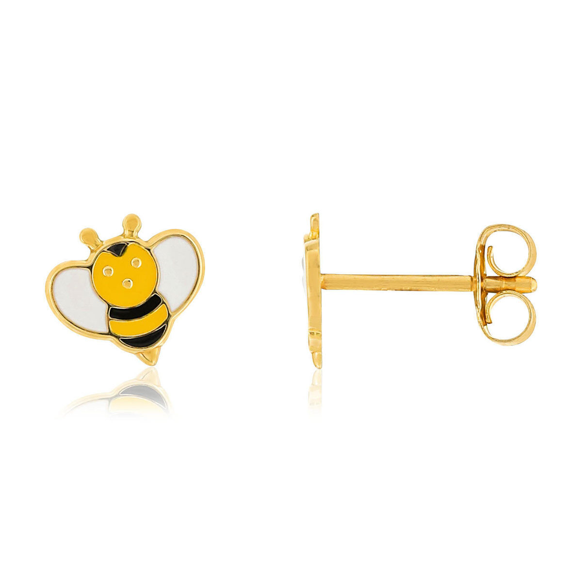MATY Boucles d'oreilles or 375 jaune laque abeilles- MATY