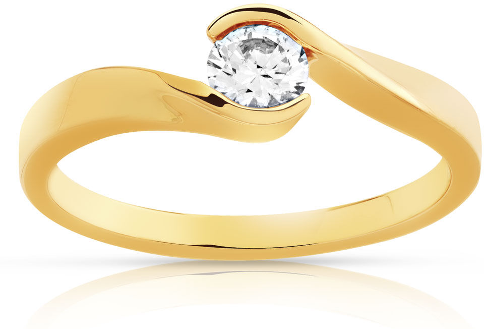 MATY Bague solitaire or 750 jaune diamant synthÃ©tique 0.30 carat- MATY